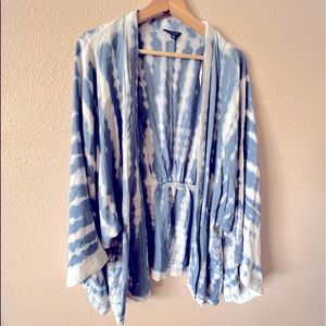 Blue and white tie dye cover up